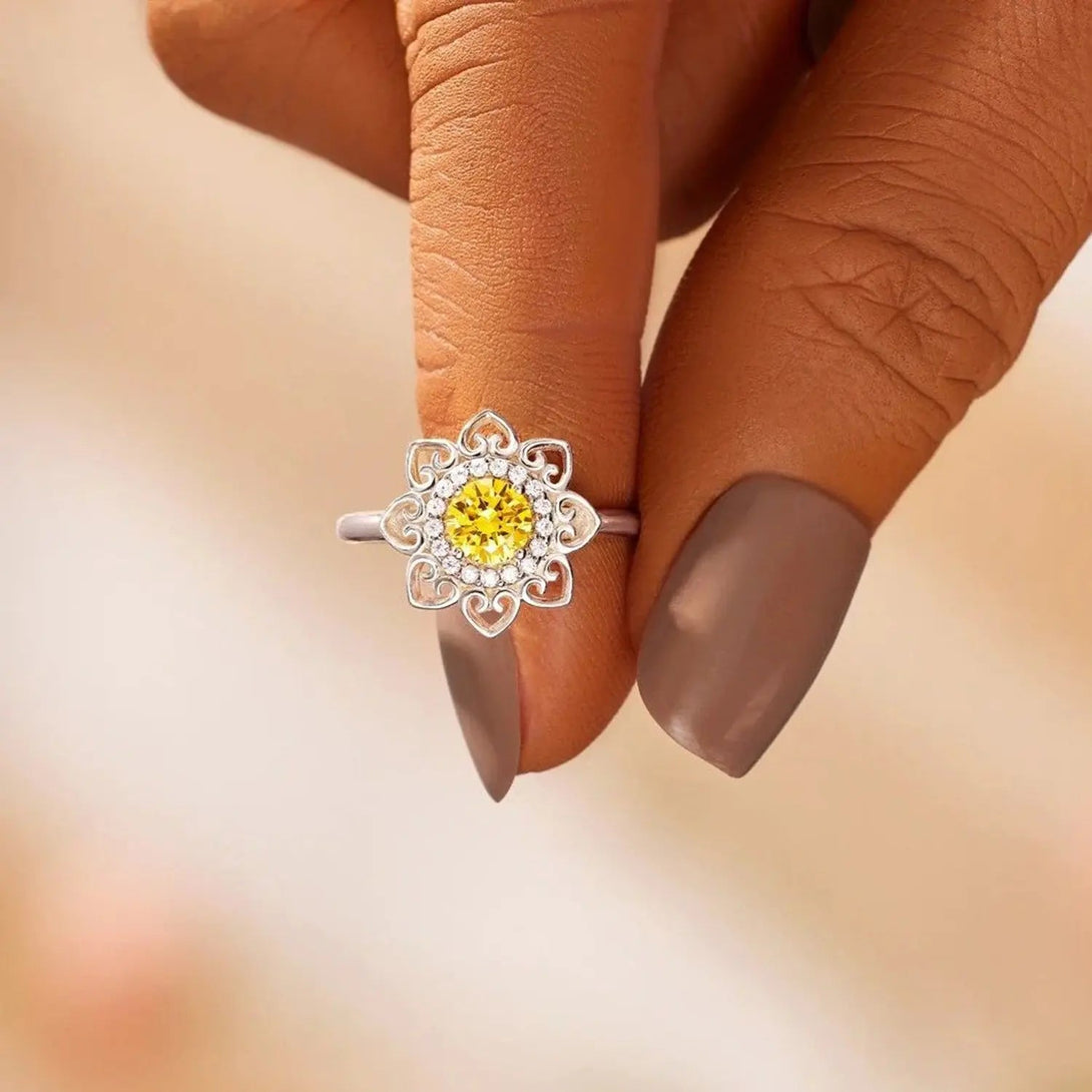 Lovcia Flower Shape Zircon Platinum-Plated 925 Sterling Silver Ring-Rings-Silver-6-Silver