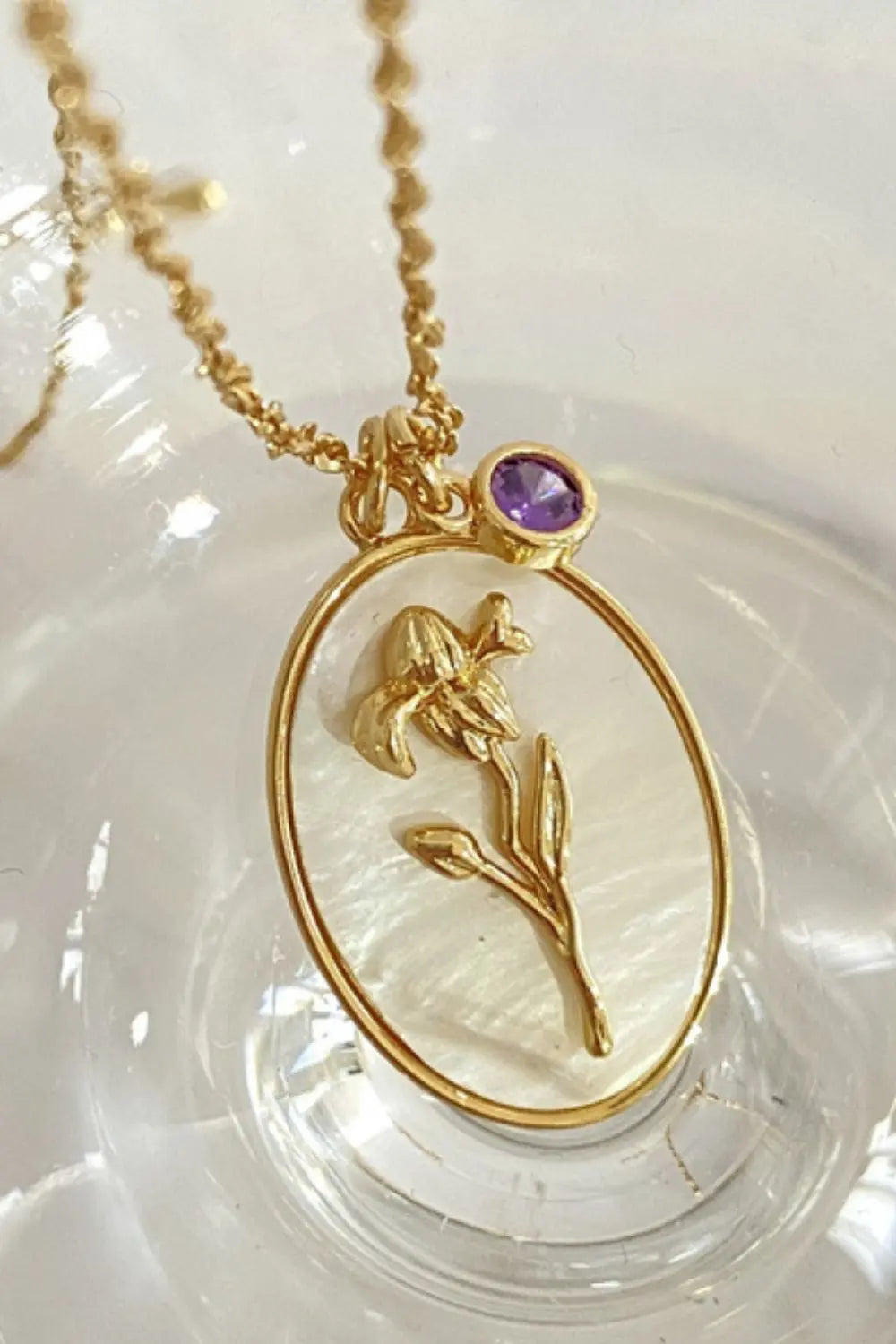 Lovcia Flower Shell Pendant Copper Necklace-Necklaces-January-Carnation-One Size-January-Carnation