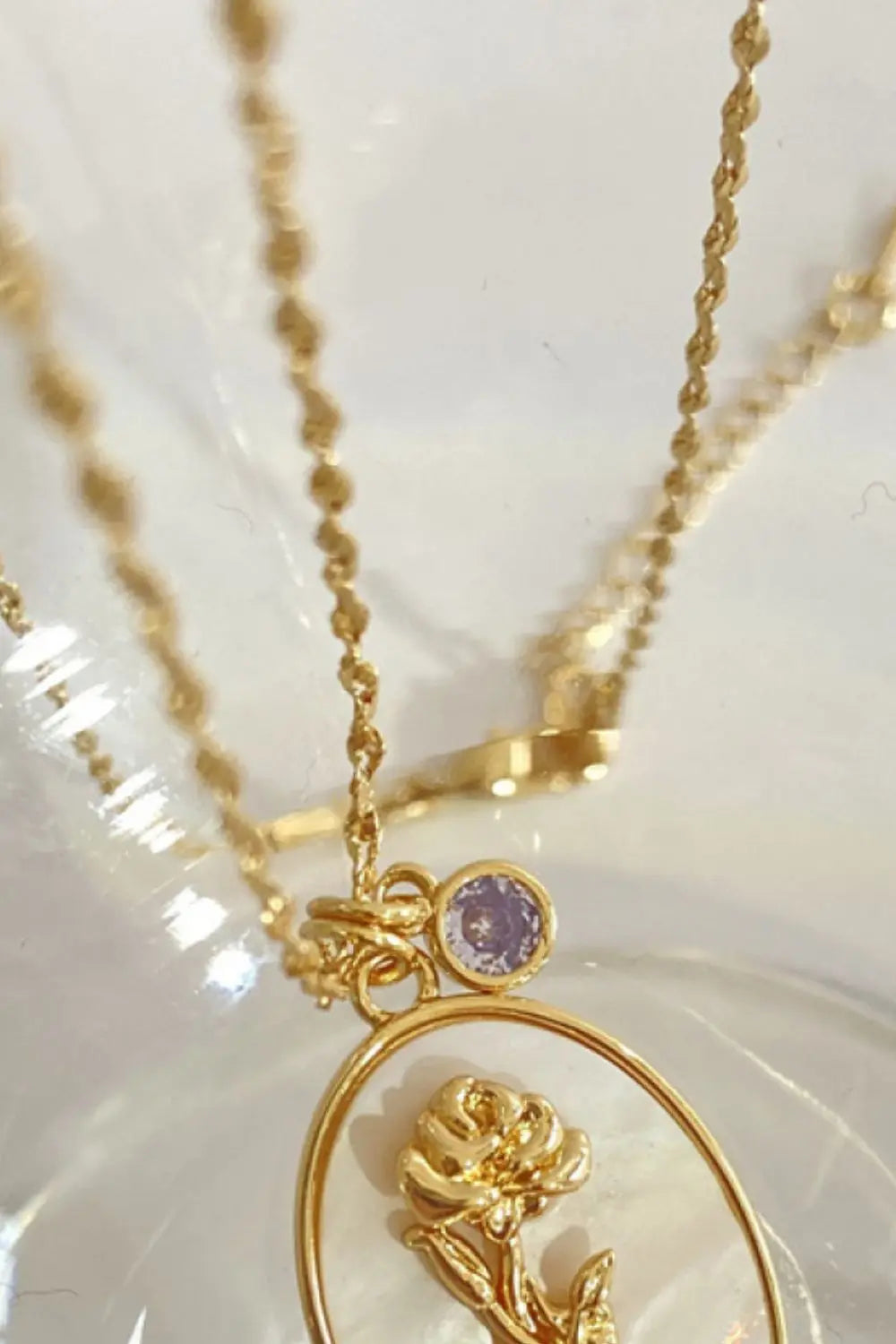 Lovcia Flower Shell Pendant Copper Necklace-Necklaces-January-Carnation-One Size-January-Carnation