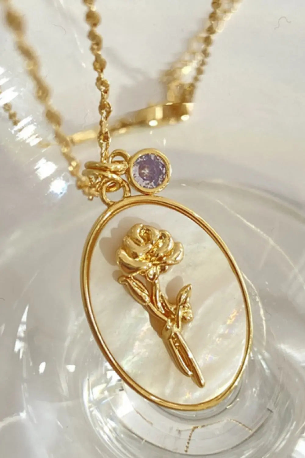 Lovcia Flower Shell Pendant Copper Necklace-Necklaces-January-Carnation-One Size-January-Carnation