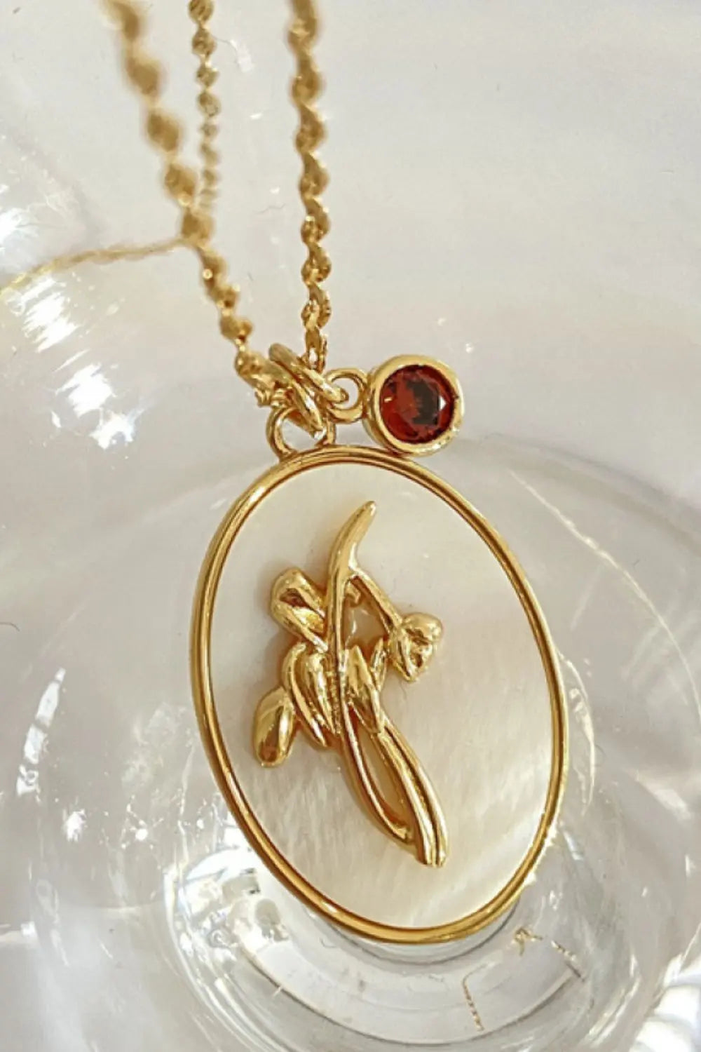 Lovcia Flower Shell Pendant Copper Necklace-Necklaces-January-Carnation-One Size-January-Carnation