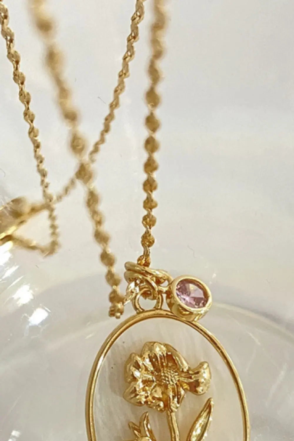Lovcia Flower Shell Pendant Copper Necklace-Necklaces-January-Carnation-One Size-January-Carnation