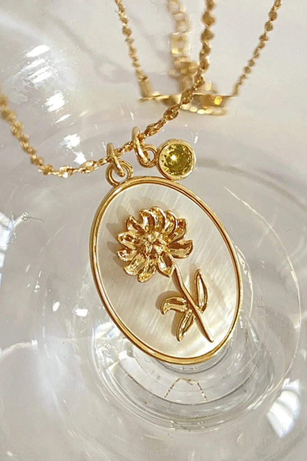 Lovcia Flower Shell Pendant Copper Necklace-Necklaces-January-Carnation-One Size-January-Carnation