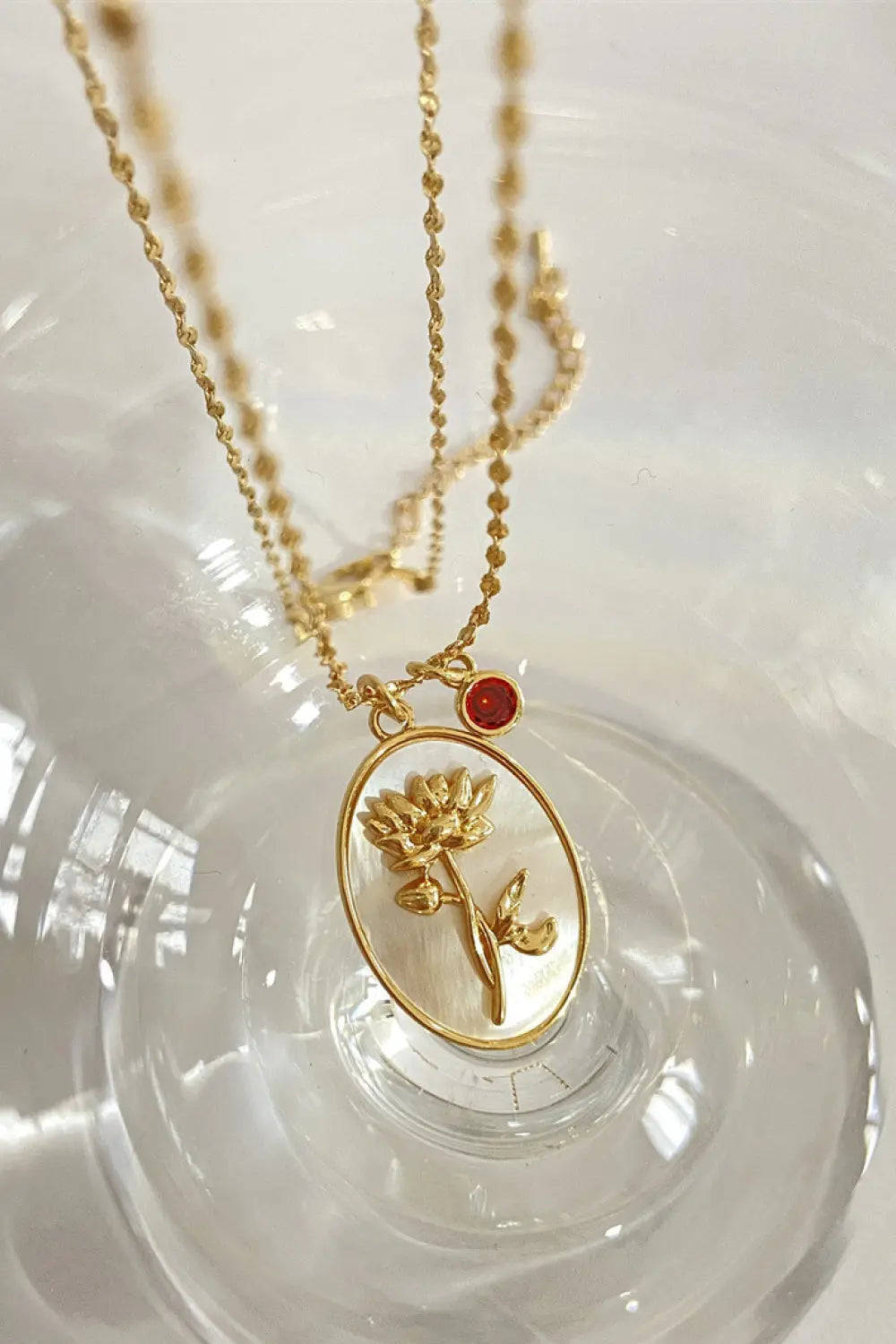 Lovcia Flower Shell Pendant Copper Necklace-Necklaces-January-Carnation-One Size-January-Carnation
