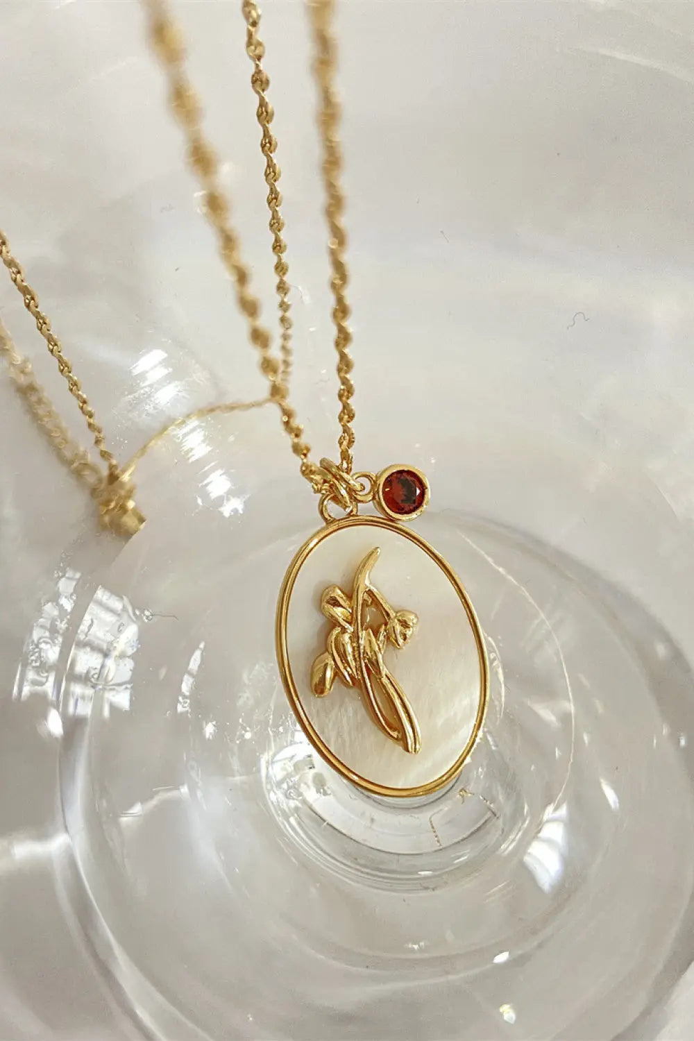 Lovcia Flower Shell Pendant Copper Necklace-Necklaces-July-Water Lily-One Size-July-Water Lily