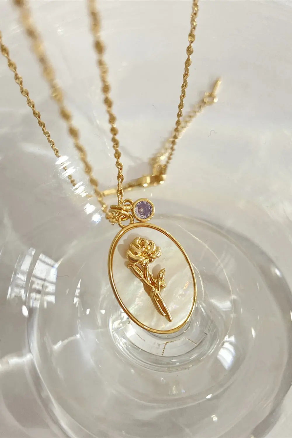 Lovcia Flower Shell Pendant Copper Necklace-Necklaces-June-Rose-One Size-June-Rose