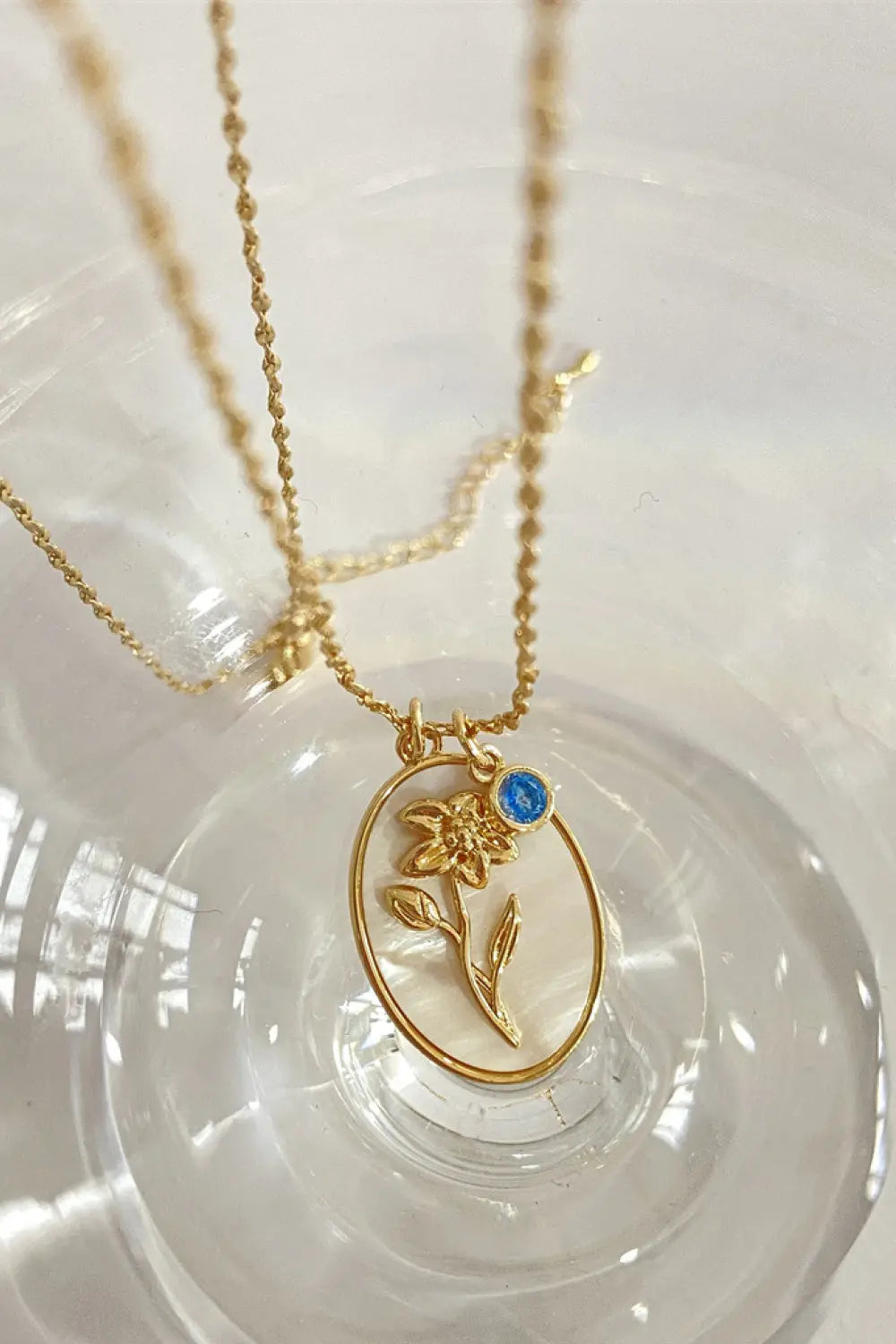 Lovcia Flower Shell Pendant Copper Necklace-Necklaces-March-Daffodil-One Size-March-Daffodil