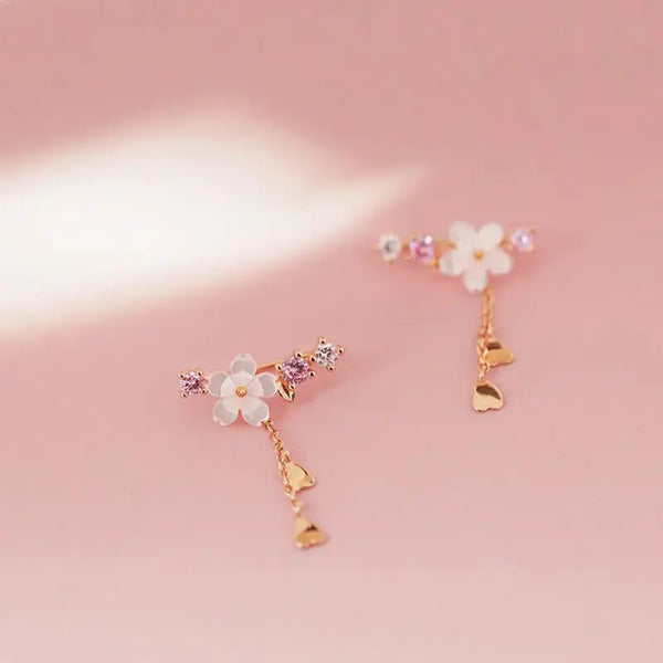 Lovcia Flower Sterling Silver Earrings, Super Fairy Design, Long Temperament Earrings-Earrings-Gold-Gold