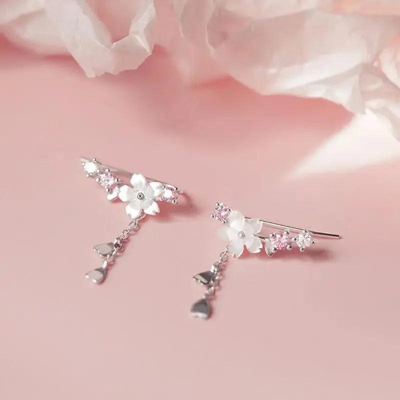 Lovcia Flower Sterling Silver Earrings, Super Fairy Design, Long Temperament Earrings-Earrings-Gold-Gold