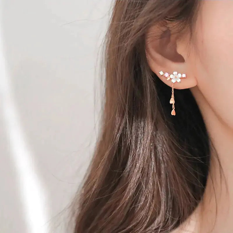 Lovcia Flower Sterling Silver Earrings, Super Fairy Design, Long Temperament Earrings-Earrings-Gold-Gold