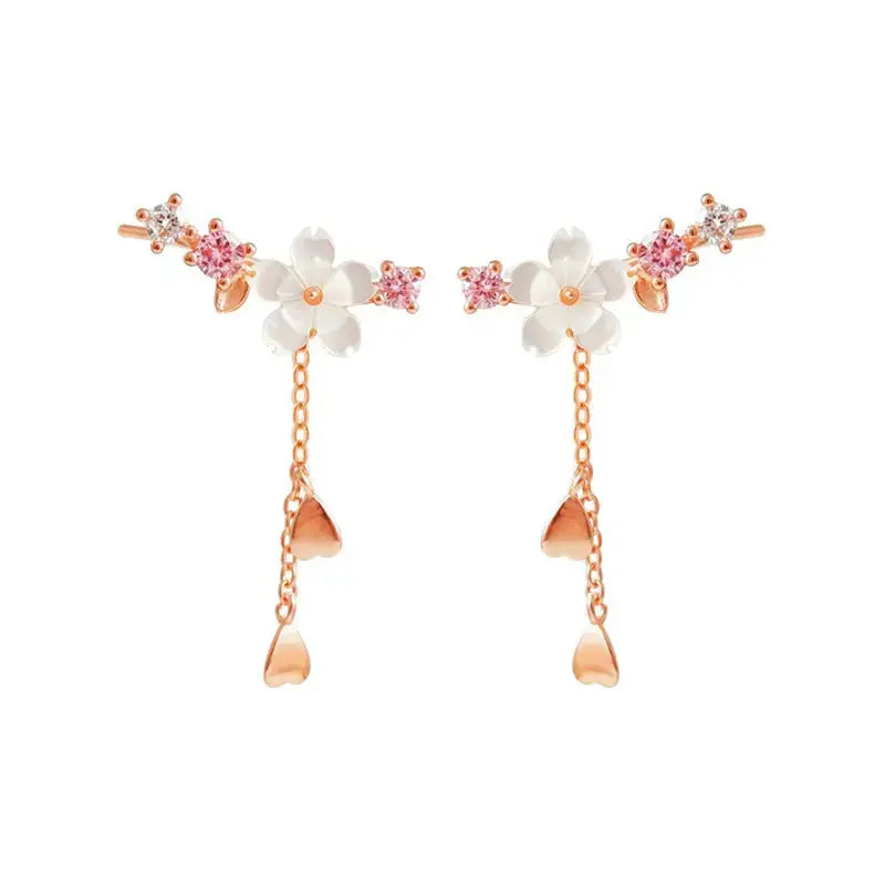 Lovcia Flower Sterling Silver Earrings, Super Fairy Design, Long Temperament Earrings-Earrings-Gold-Gold
