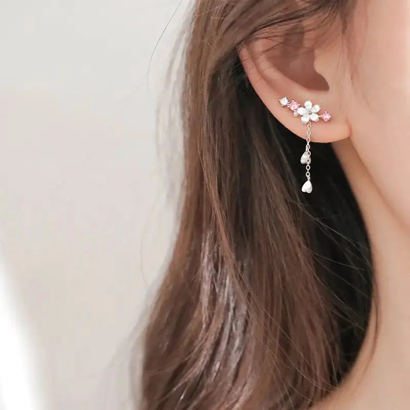 Lovcia Flower Sterling Silver Earrings, Super Fairy Design, Long Temperament Earrings-Earrings-Gold-Gold