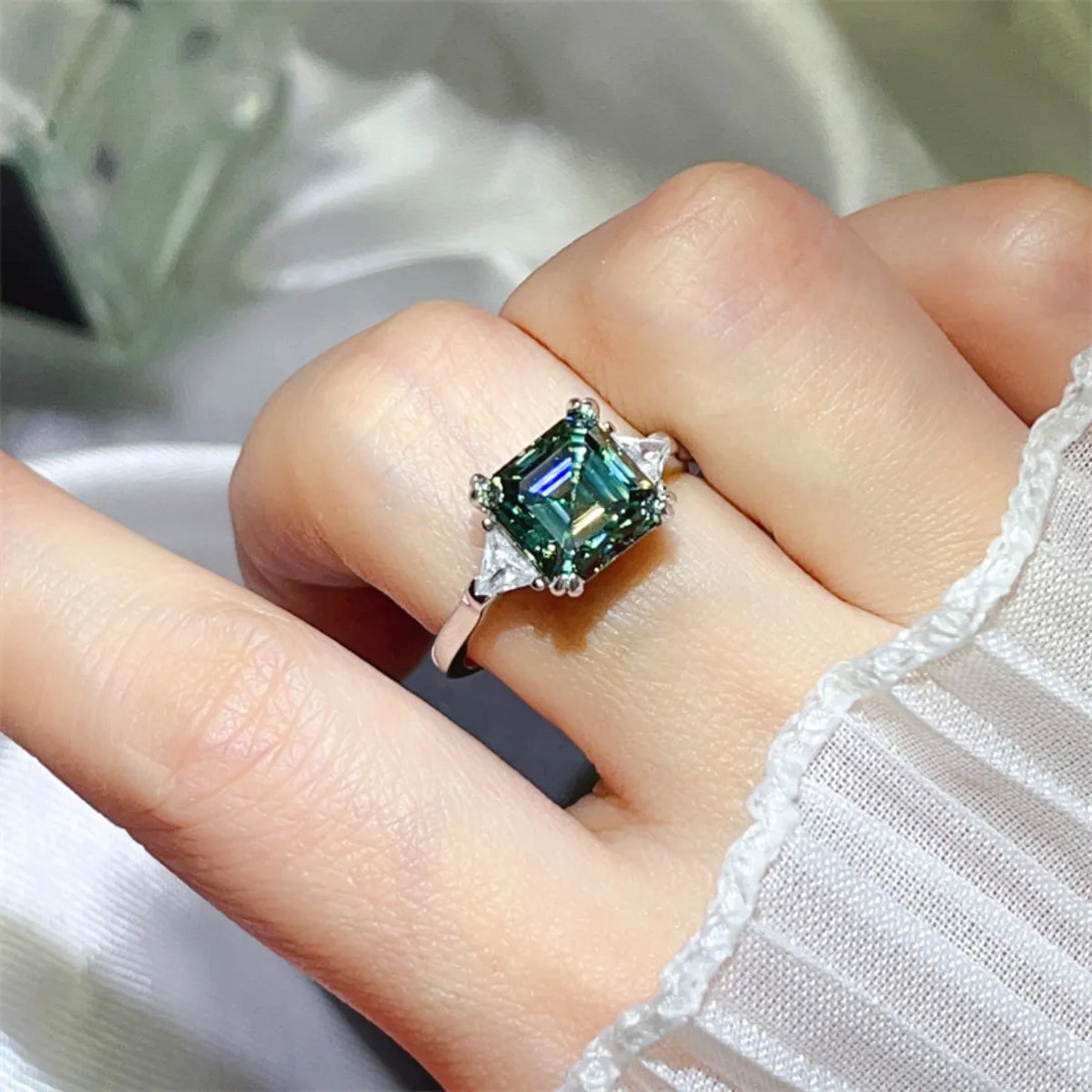 Lovcia Forest Crown 3 Carat Moissanite 925 Sterling Silver Ring for Women - Dark Green-5- - Buy latest trendy Rings for Women and Girls