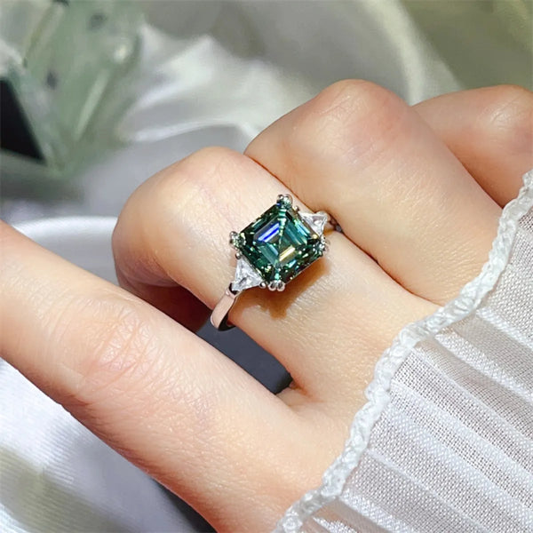 Lovcia Forest Crown 3 Carat Moissanite 925 Sterling Silver Ring for Women - Dark Green-5- - Buy latest trendy Rings for Women and Girls
