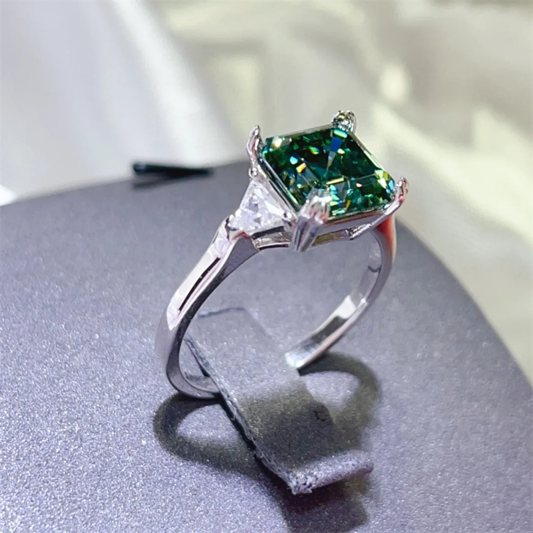 Lovcia Forest Crown 3 Carat Moissanite 925 Sterling Silver Ring for Women - Dark Green-5- - Buy latest trendy Rings for Women and Girls