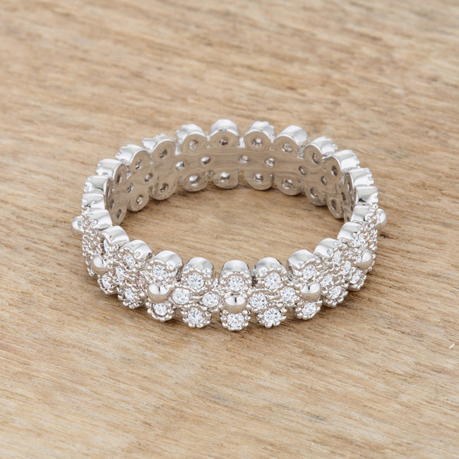 Lovcia Forever 1ct CZ Rhodium Boho Textured Eternity Ring-Rings-5-5