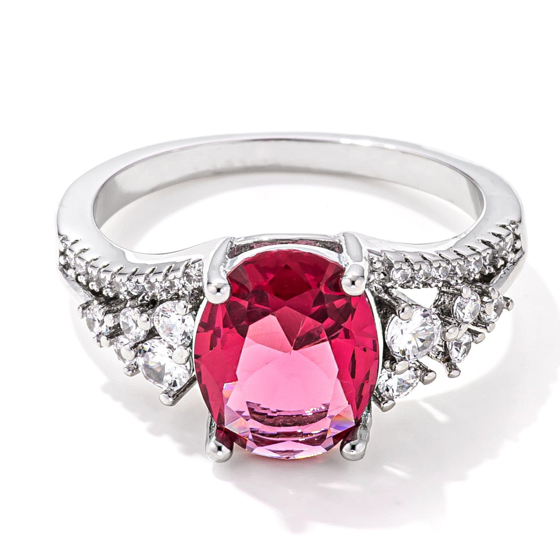Lovcia Forever Brilliance 3.25ct. Rhodium Plated Raspberry CZ Ring-Rings-5-5