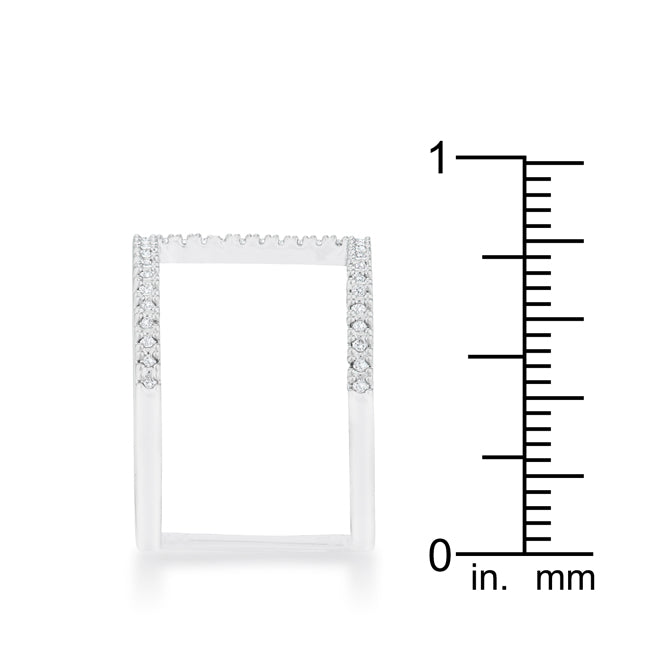 Lovcia Forever Contemporary Open Band Ring with 0.3ct CZ and Rhodium Finish-Rings-5-5