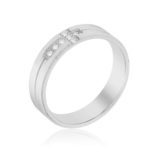 Lovcia Forever Cubic Zirconia Cross Design Steel Band Ring-Rings-9-9