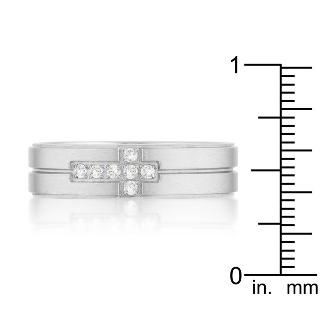 Lovcia Forever Cubic Zirconia Cross Design Steel Band Ring-Rings-9-9