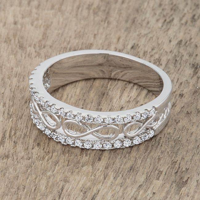 Lovcia Forever Elegant 0.4ct CZ Rhodium Infinity Pave Band Ring-Rings-5-5