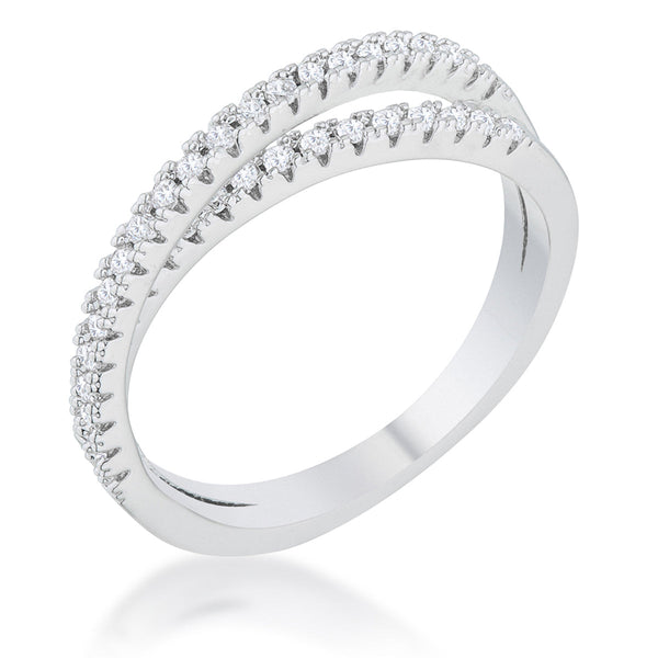 Lovcia Forever Elegant 0.4ct CZ Rhodium-Plated Intertwined Ring-Rings-5-5