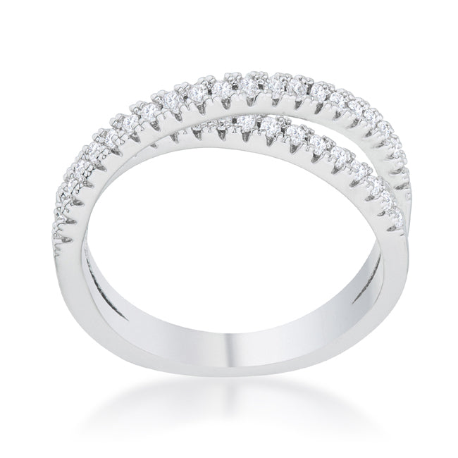 Lovcia Forever Elegant 0.4ct CZ Rhodium-Plated Intertwined Ring-Rings-5-5