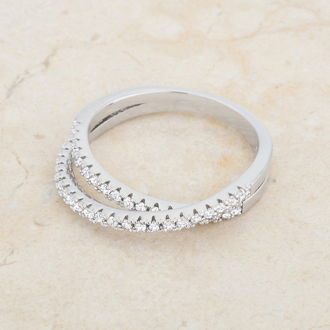 Lovcia Forever Elegant 0.4ct CZ Rhodium-Plated Intertwined Ring-Rings-5-5