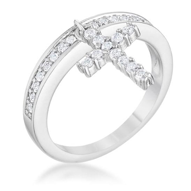 Lovcia Forever Rhodium Eternity Band with Cross Charm and 0.2ct CZ-Rings-5-5