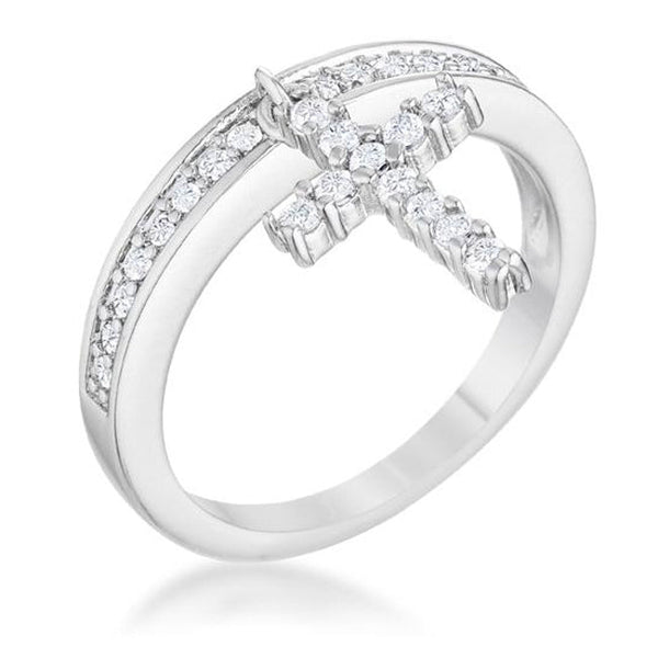 Lovcia Forever Rhodium Eternity Band with Cross Charm and 0.2ct CZ-Rings-5-5