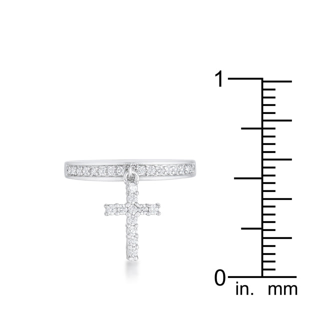Lovcia Forever Rhodium Eternity Band with Cross Charm and 0.2ct CZ-Rings-5-5
