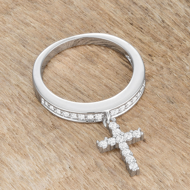 Lovcia Forever Rhodium Eternity Band with Cross Charm and 0.2ct CZ-Rings-5-5