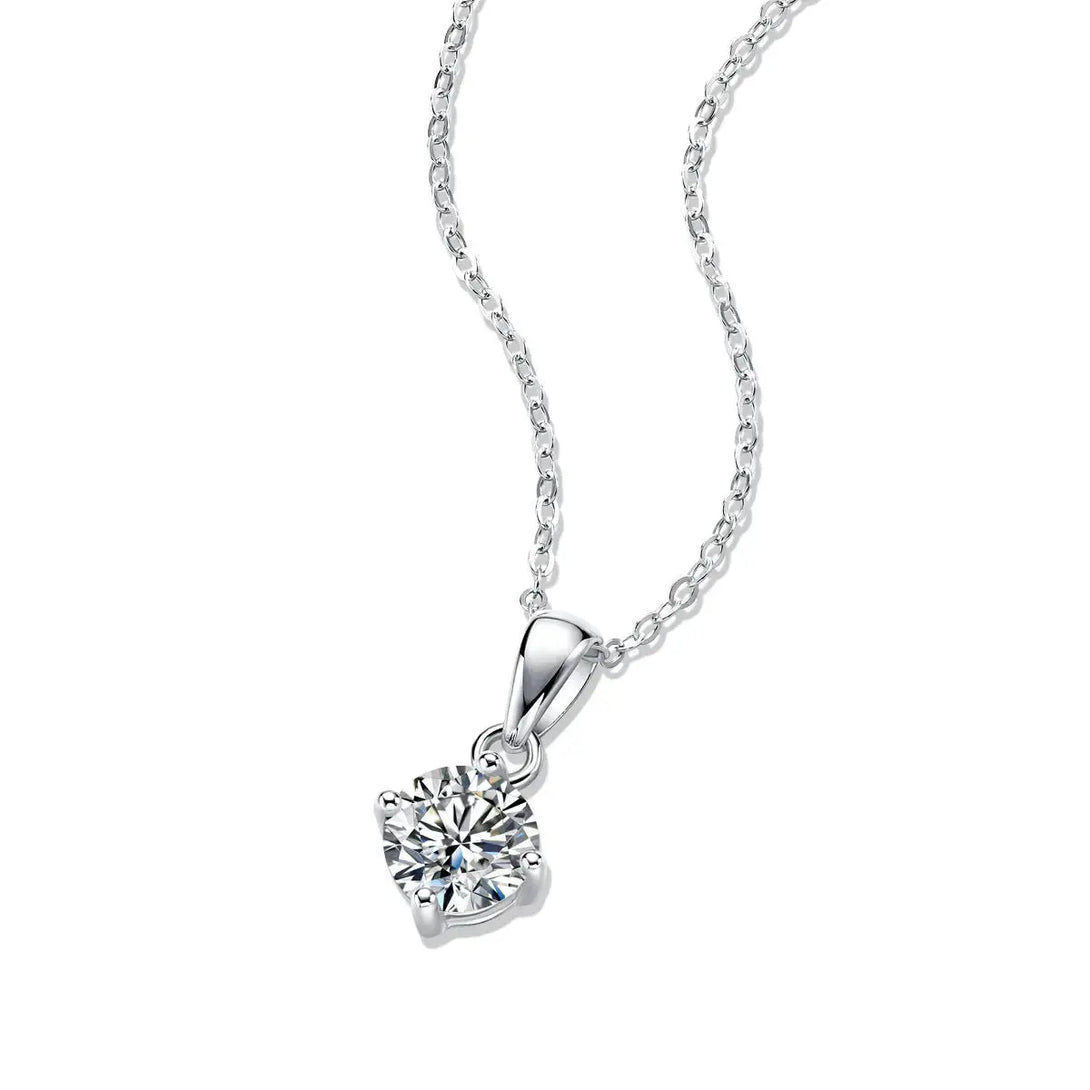 Lovcia Four Claw Moissanite CZ Necklace 925 Sterling Silver-Necklaces-1 ct ( Certificate Included )-1 ct ( Certificate Included )
