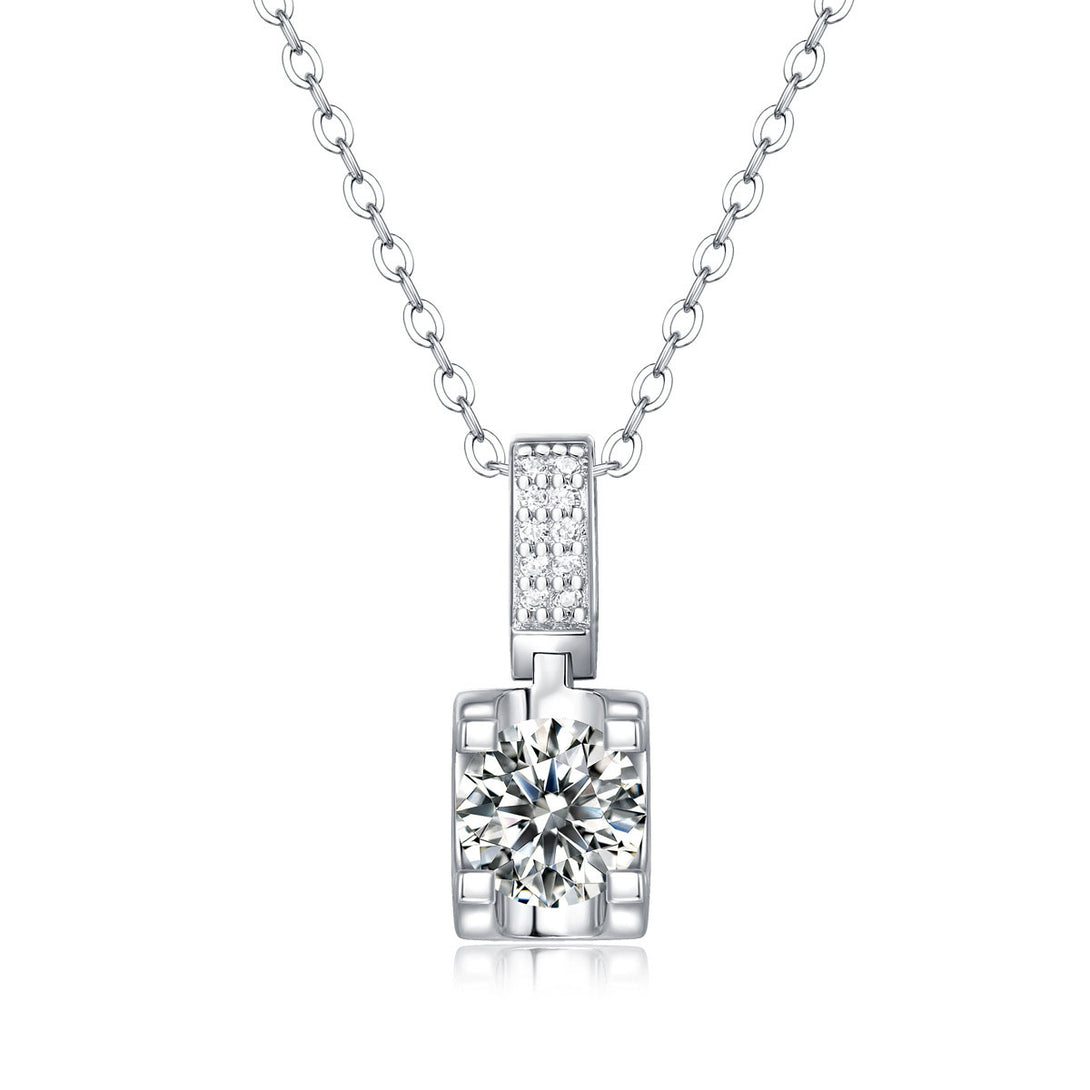 Lovcia Four Claw Moissanite CZ Pendant Necklace 925 Silver-Necklaces-1 ct ( Certificate Included )-1 ct ( Certificate Included )