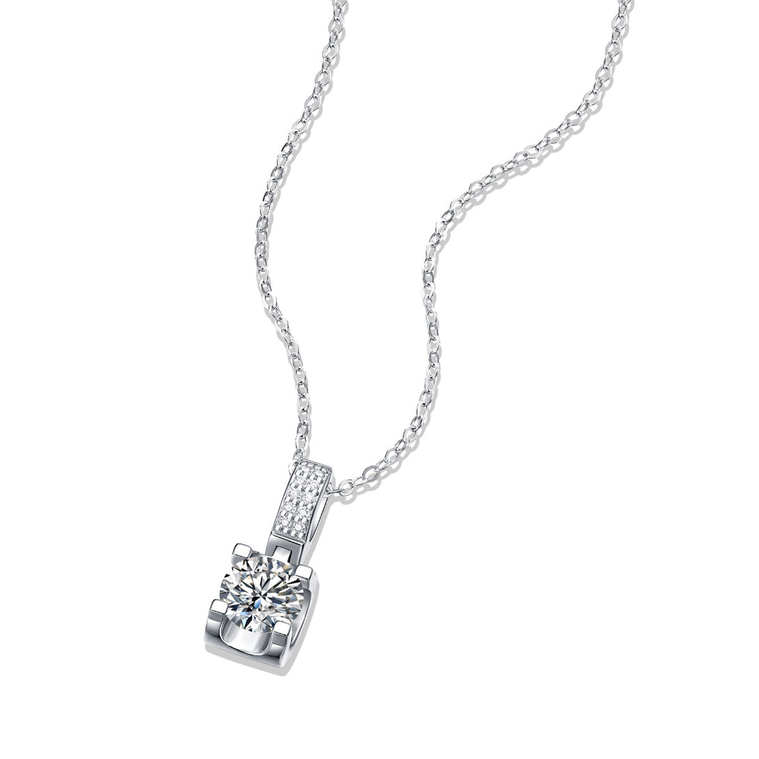 Lovcia Four Claw Moissanite CZ Pendant Necklace 925 Silver-Necklaces-1 ct ( Certificate Included )-1 ct ( Certificate Included )