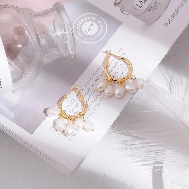 Lovcia Freshwater pearl tassel earrings-Earrings-Main plan section-Main plan section