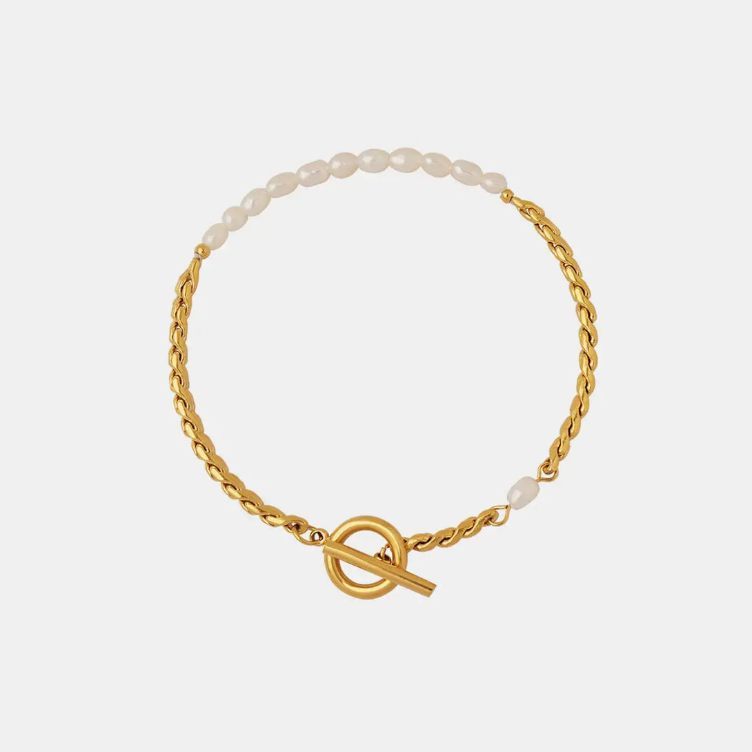 Lovcia Freshwater Pearl Titanium Steel Bracelet-Bracelets-Gold-One Size-Gold