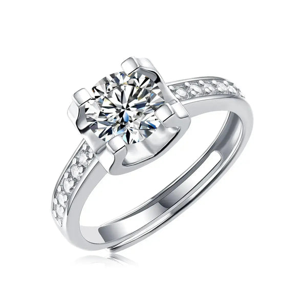 Lovcia Friend's 1ct Moissanite CZ Square 925 Sterling Silver Adjustable Ring-Rings-1 ct ( Certificate Included )-1 ct ( Certificate Included )