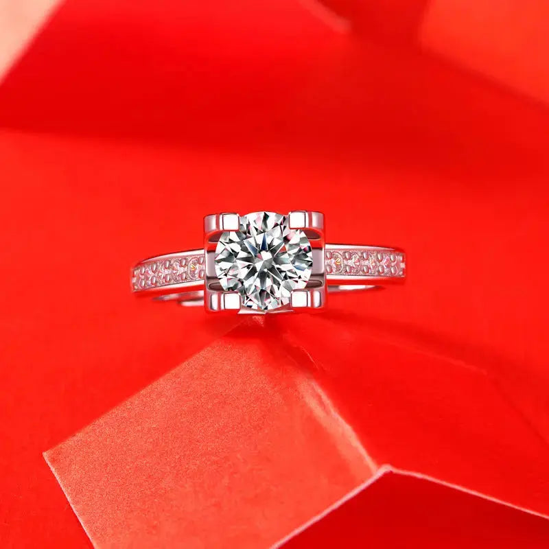 Lovcia Friend's 1ct Moissanite CZ Square 925 Sterling Silver Adjustable Ring-Rings-1 ct ( Certificate Included )-1 ct ( Certificate Included )