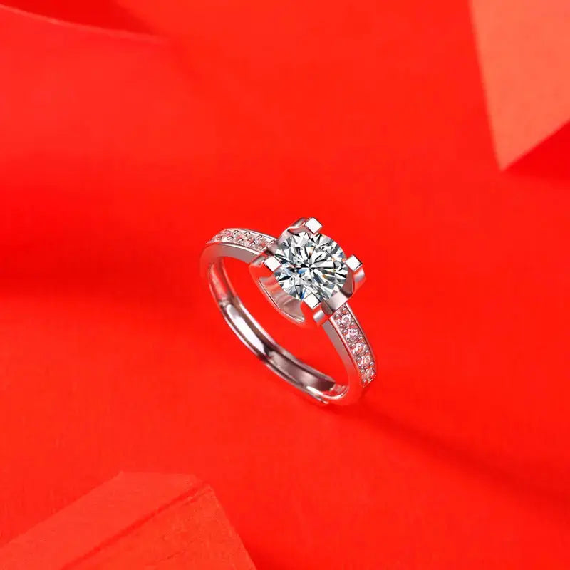 Lovcia Friend's 1ct Moissanite CZ Square 925 Sterling Silver Adjustable Ring-Rings-1 ct ( Certificate Included )-1 ct ( Certificate Included )