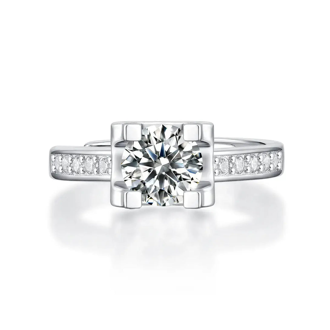 Lovcia Friend's 1ct Moissanite CZ Square 925 Sterling Silver Adjustable Ring-Rings-1 ct ( Certificate Included )-1 ct ( Certificate Included )