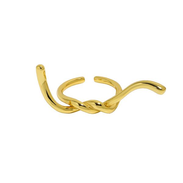 Lovcia Friend's Knot Lines Adjustable Gold Plated Ring-Rings-Yellow Gold-Yellow Gold
