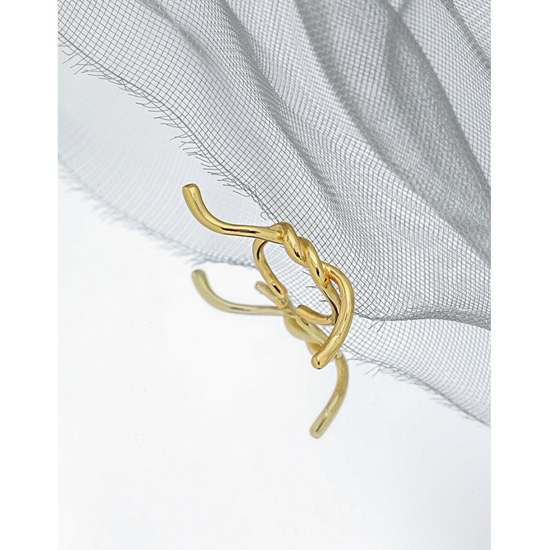 Lovcia Friend's Knot Lines Adjustable Gold Plated Ring-Rings-Yellow Gold-Yellow Gold
