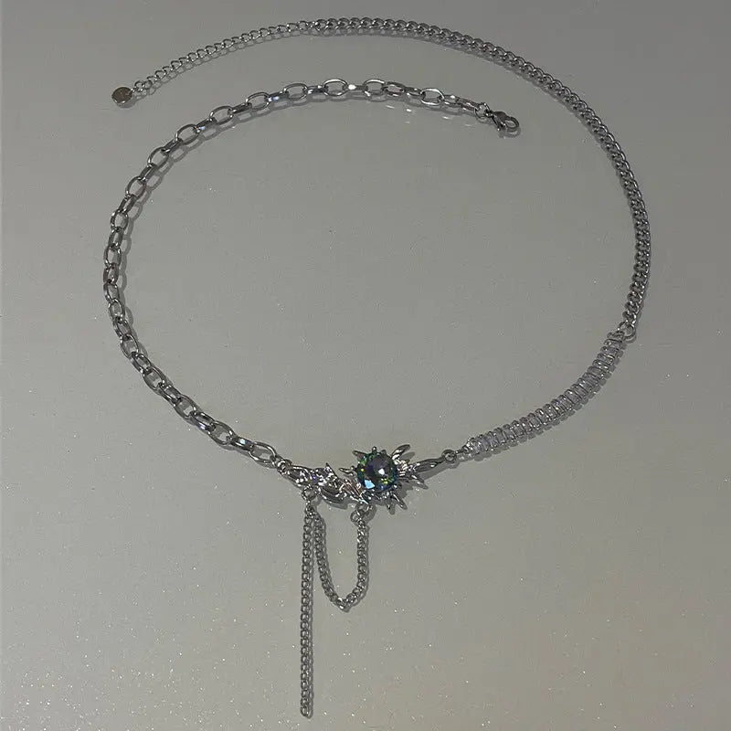 Lovcia Fringed Colorful Crystals Zircon Necklace for Women-Necklaces-Row Zirconium Necklace-Row Zirconium Necklace