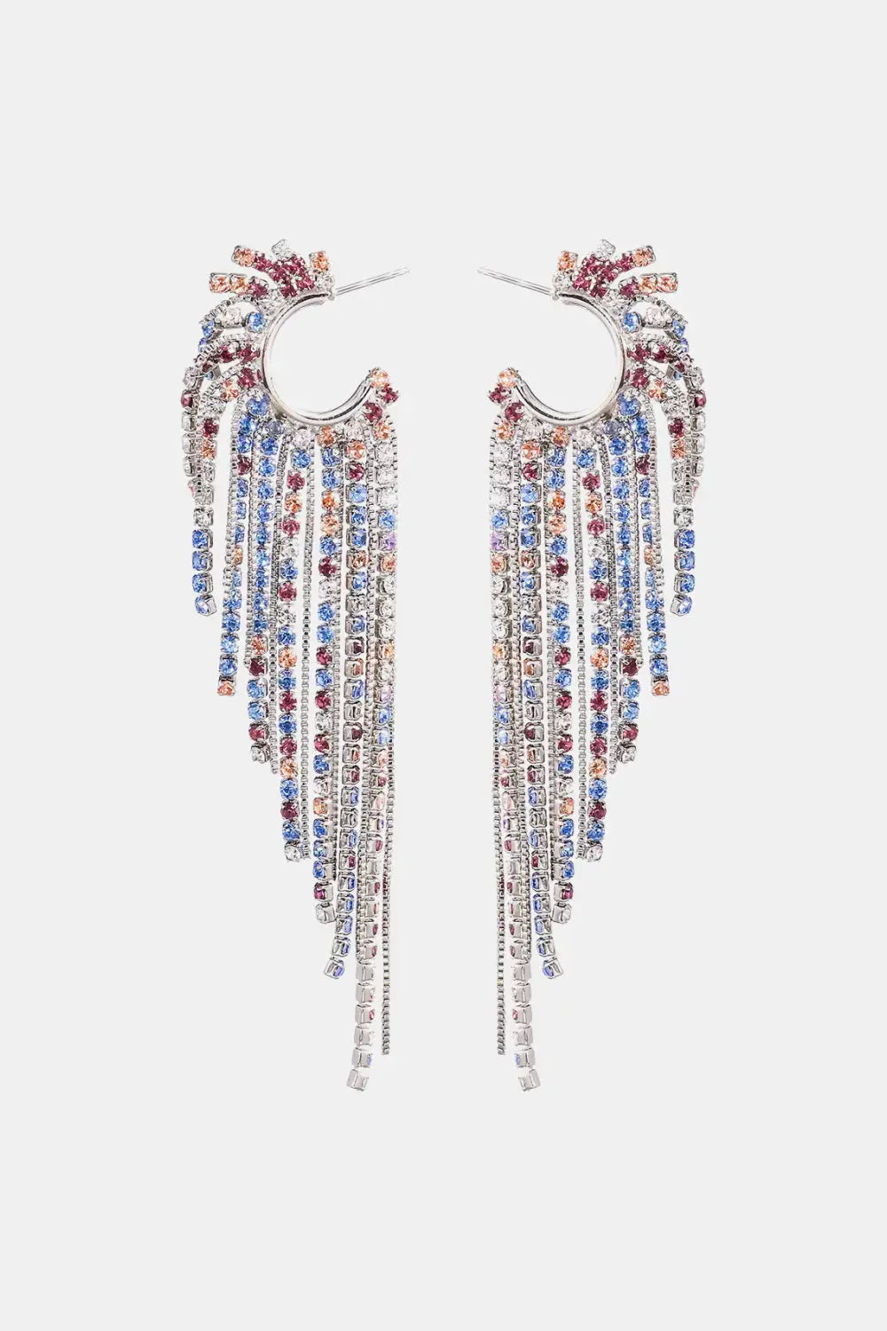 Lovcia Fringed Rhinestone Zinc Alloy Dangle Earrings-Earrings-Multicolor-One Size-Multicolor