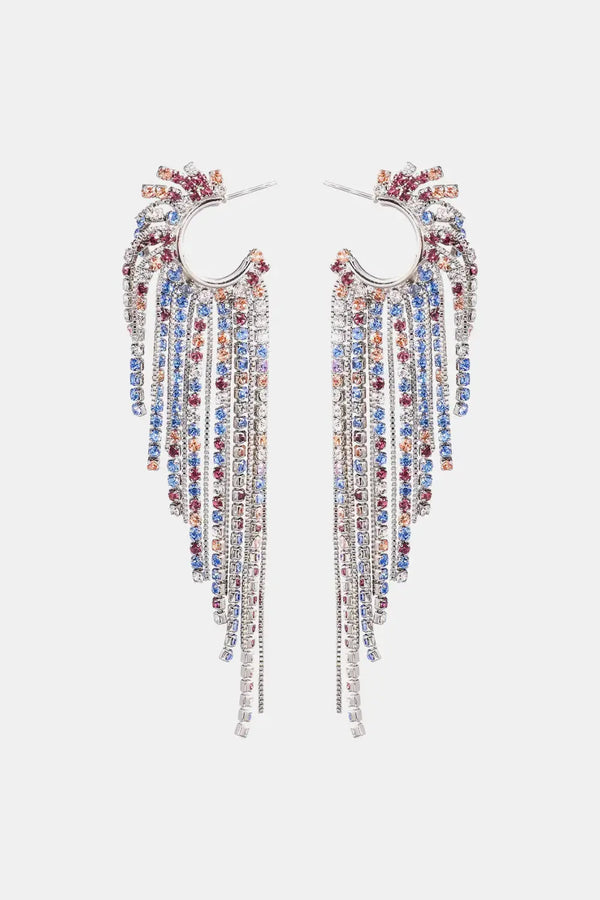 Lovcia Fringed Rhinestone Zinc Alloy Dangle Earrings-Earrings-Multicolor-One Size-Multicolor