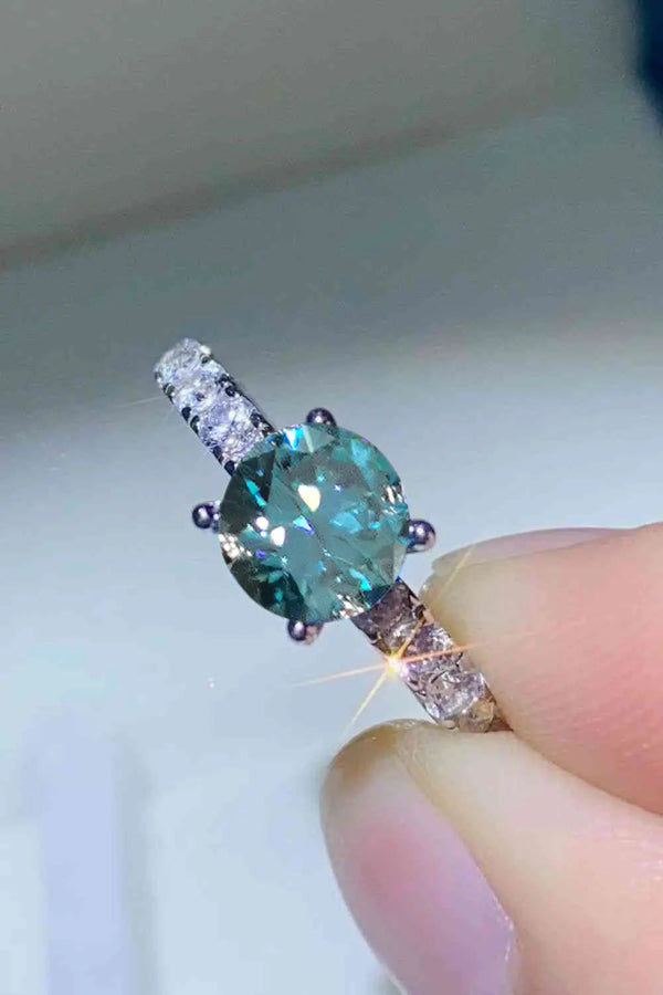 Lovcia Future Style 1 Carat Moissanite Side Stone Ring-Rings-Sky Blue-5-Sky Blue