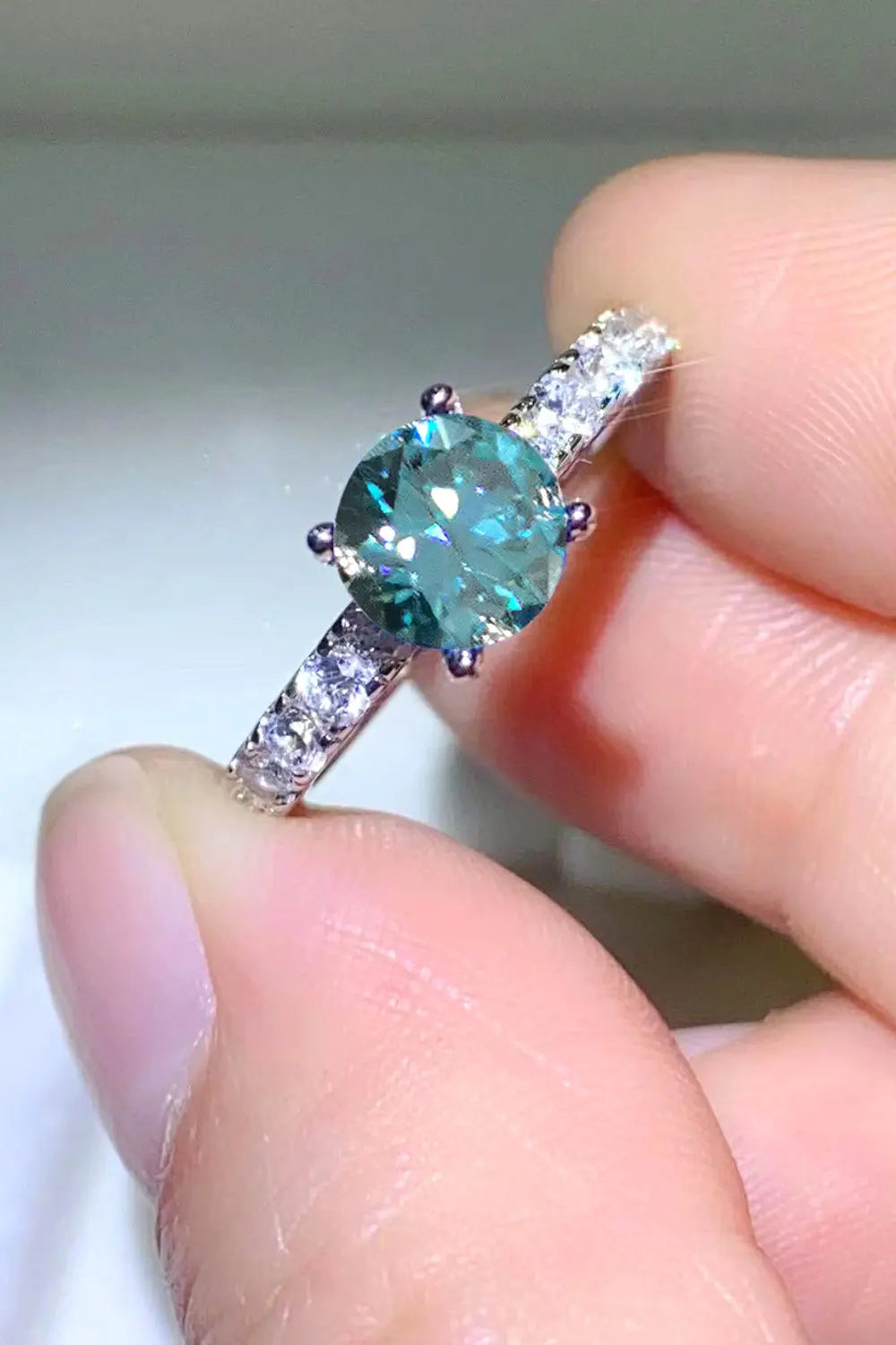 Lovcia Future Style 1 Carat Moissanite Side Stone Ring-Rings-Sky Blue-5-Sky Blue