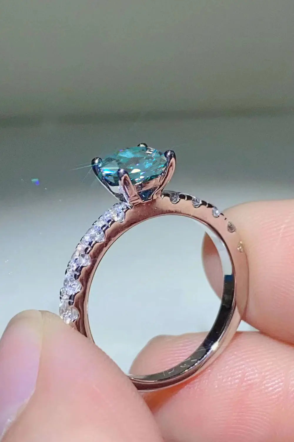 Lovcia Future Style 1 Carat Moissanite Side Stone Ring-Rings-Sky Blue-5-Sky Blue