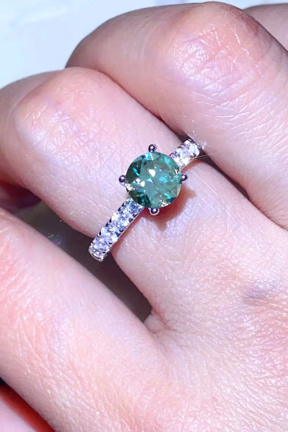 Lovcia Future Style 1 Carat Moissanite Side Stone Ring-Rings-Sky Blue-5-Sky Blue